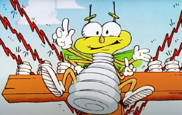 A video snip of a Louie the Lightning Bug commercial.